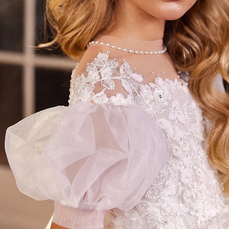 Vestido de Menina das Flores para Quinceanera Comprido de Tulle com Estilo Real e Corte Príncipe para Meninas de 3 a 16 Anos de 2025 por $109.99 –P5