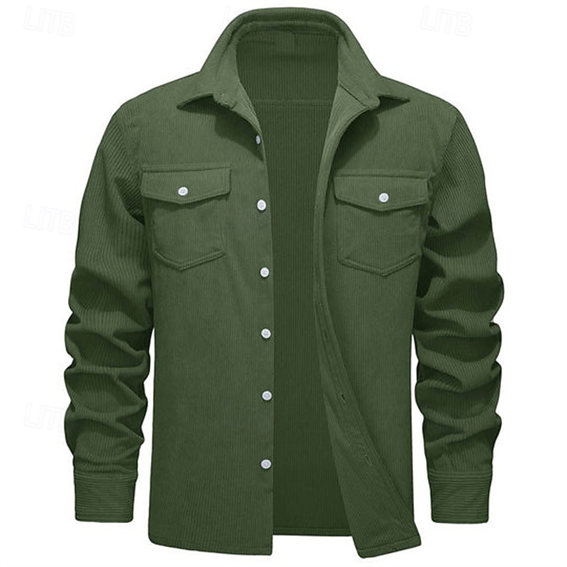 Herren Hemdjacke Überhemden übergangsjacke Täglich Verschleißfest Tasche Sommer Frühling Einfach Klassisch Revers Dunkelgrau Schwarz Gelb Wein Marineblau Jacken 2025 - $38.99 –P11