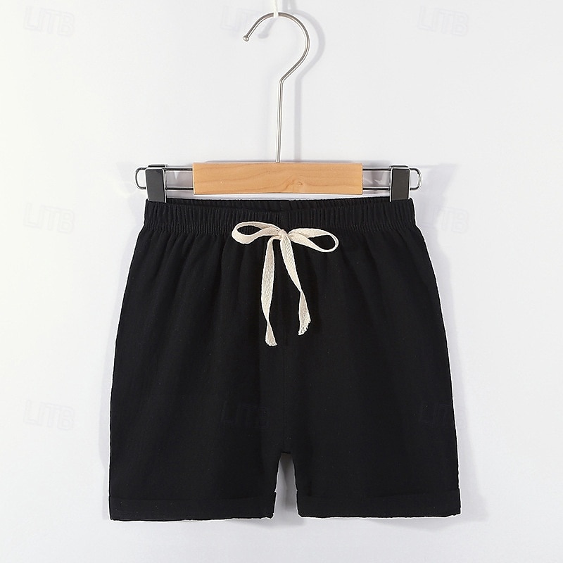 Barn Pojkar Shorts Ensfärgat Mjukt Komfort Shorts Utomhus Grundläggande Svart Gul Vin Mid midja 2025 - $4.99 –P9