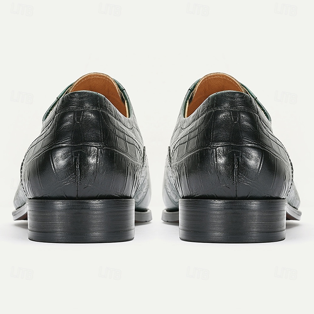 Chaussures à lacets en cuir de crocodile vert haut de gamme pour hommes avec des détails élégants pour les dîners formels et les événements de gala de 2025 ? $94.99 –P5