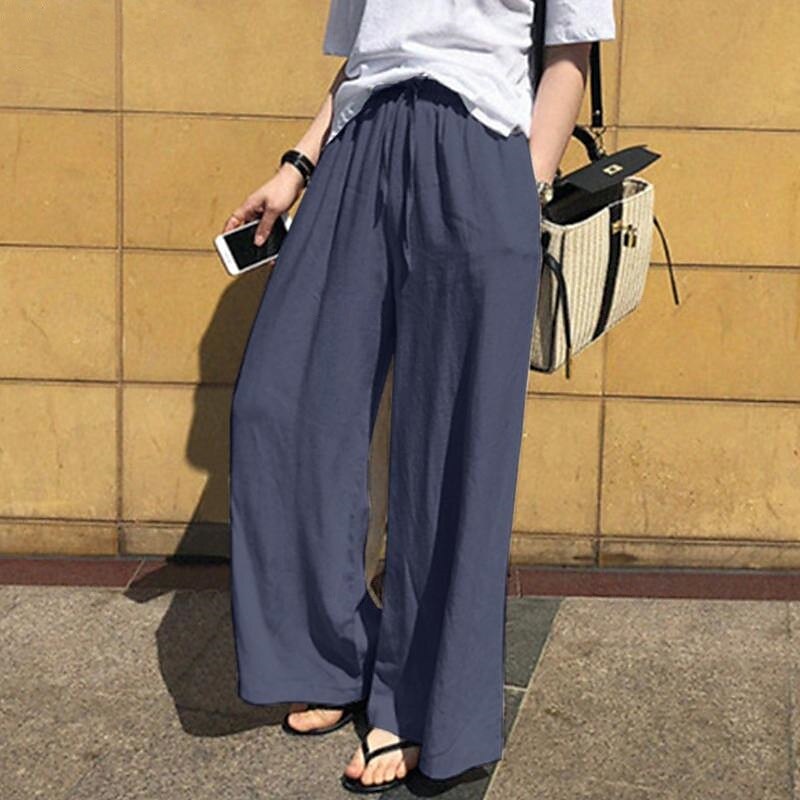 Per donna Pantaloni in cotone e lino Moda Streetwear Comfort Lunghezza intera Naturale Semplice Elastico in vita Comodo All'aperto Confortevole Streetwear Abbigliamento quotidiano Uscire Nero Blu del 2025 a $27.99 –P6
