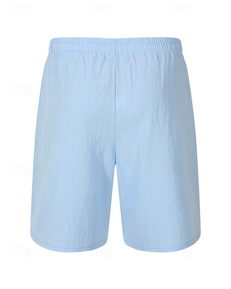 Hombre Pantalón corto Pantalones cortos de lino Pantalones cortos de verano Pantalones cortos de playa Bolsillo Correa Cintura elástica Plano Comodidad Transpirable Corto Vacaciones Festivos Playa 2025 - $22.99 –P20