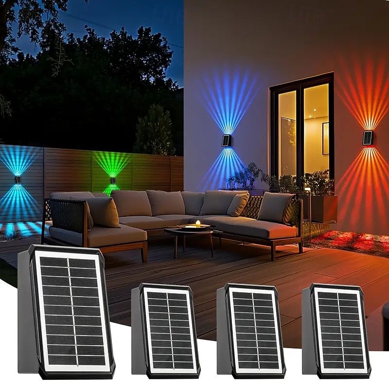 2/4 шт. настенный светильник на солнечных батареях, водонепроницаемый, светящийся вверх и вниз, садовый светильник для забора, дома, заднего двора, террасы, крыльца, праздничного ландшафтного 2025 - $44.99 –P1
