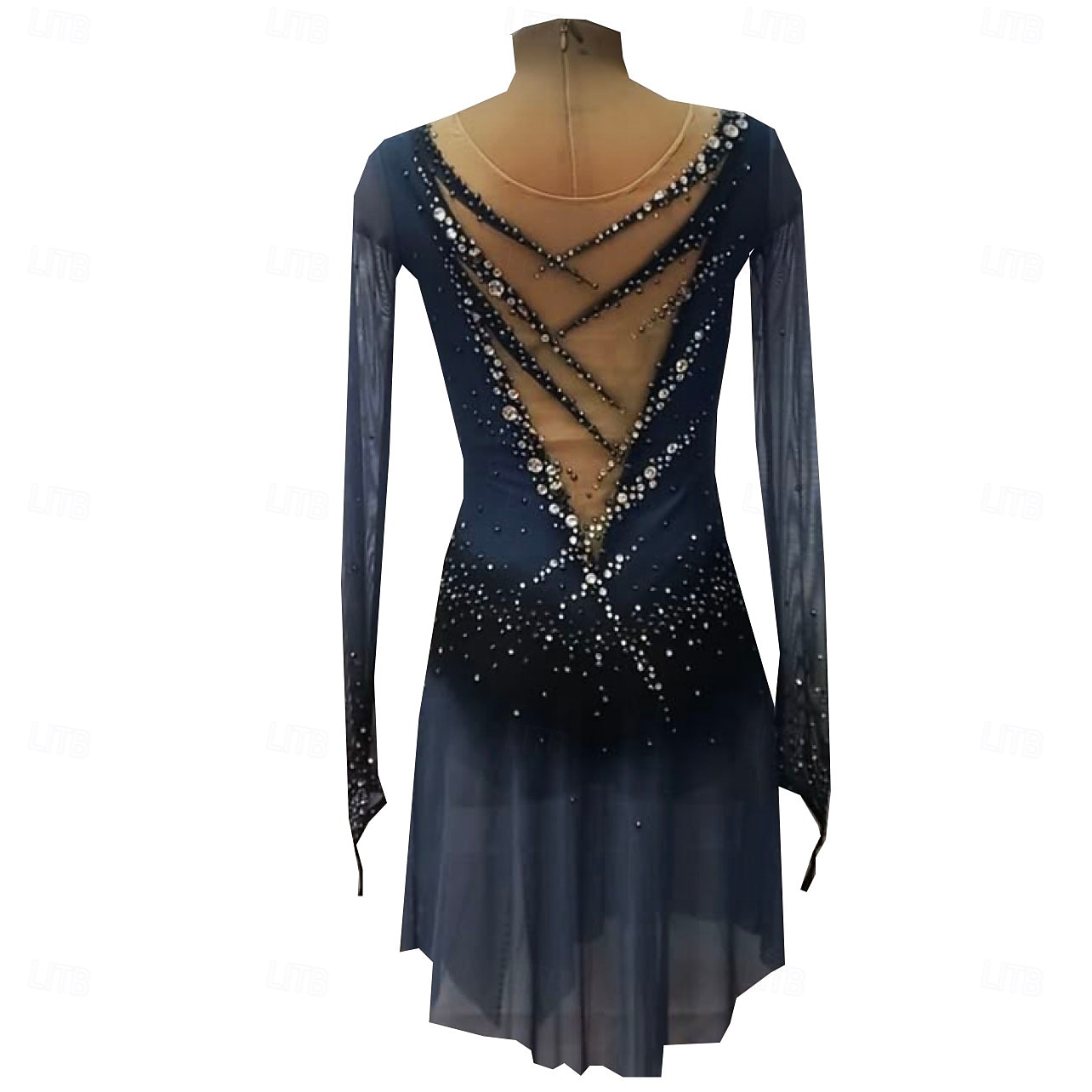 dark blue figure skating dress Light Blue Short Dress with Ruched Side