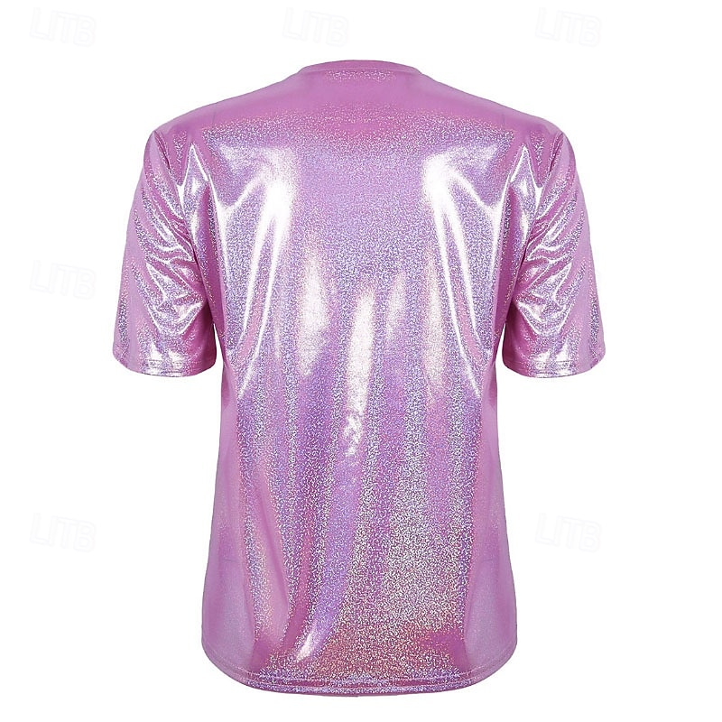 Retro 80. léta Blouznit Trička Disko Lesklý latexový patent Kov Dámské Hrdost předvečer Všech svatých Karneval hudební festival Pride Parade Měsíc hrdosti Dospělí Tričko Léto 2025 - $22.99 –P3
