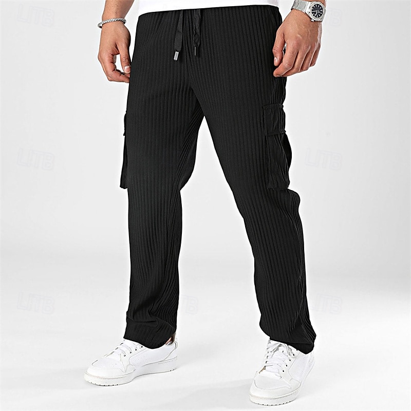 Herren Cordhose Hose Freizeithose Tasche Kordelzug Elastischer Bund Einfach Komfort Sport im Freien Täglich Mode Lässig Schwarz Weiß Mikroelastisch 2025 - $28.99 –P1
