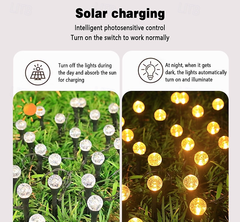 Solar Pathway Lights Landscape Lights Bubble Beads Shaped Outdoor Professional Waterproofing Solar String Lights for Path Garden Patio Decorative Creative Lamp 2025 - $14.99 –P4