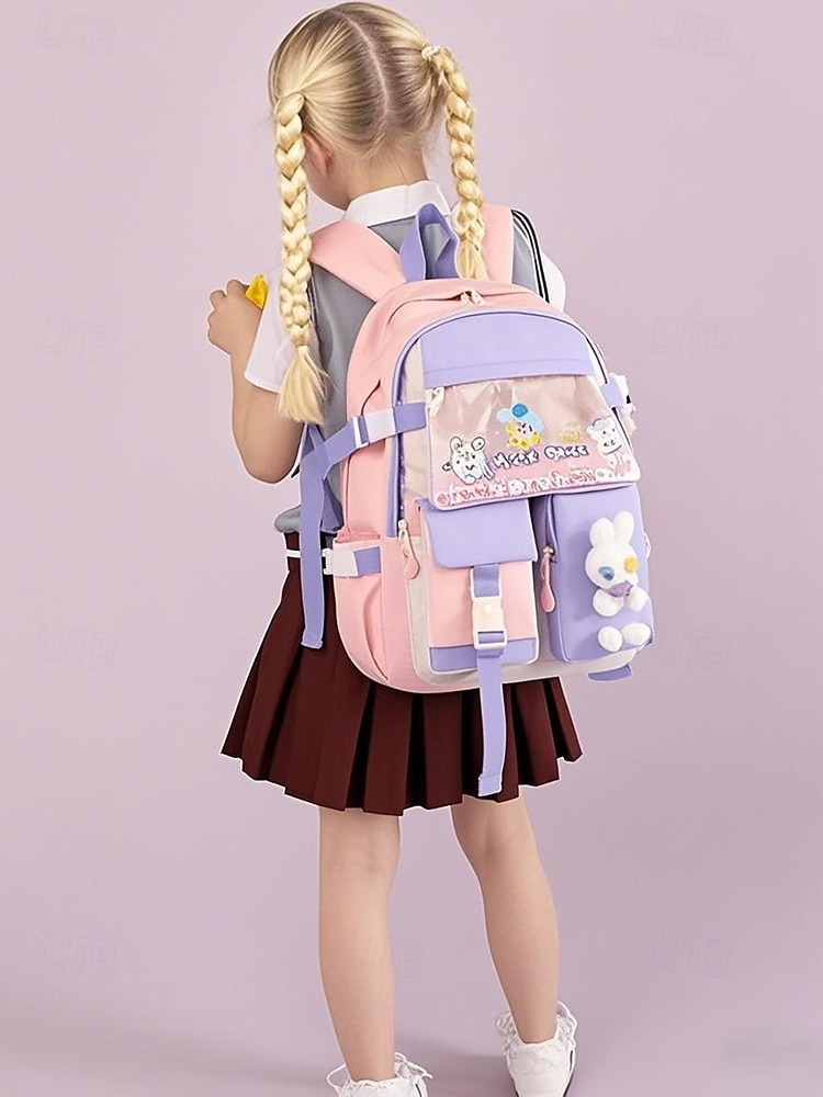Sac à dos d'école imperméable pour filles avec bandes réfléchissantes et motif lapin - sac à dos léger de grande capacité pour les élèves du primaire, usage quotidien et voyage de 2025 ? $34.99 –P2