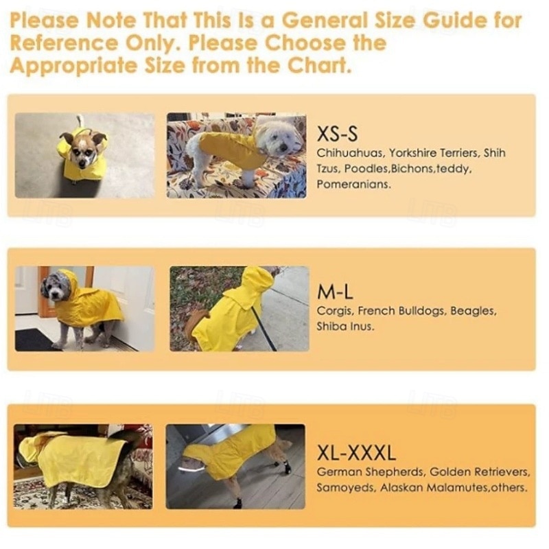 Dog Raincoat with Hood Collar Hole 100% Waterproof Ultra-Light Breathable Rainwear Rain Jacket with Safe Reflective Strips for Medium to Large Dog 2025 - $15.49 –P4