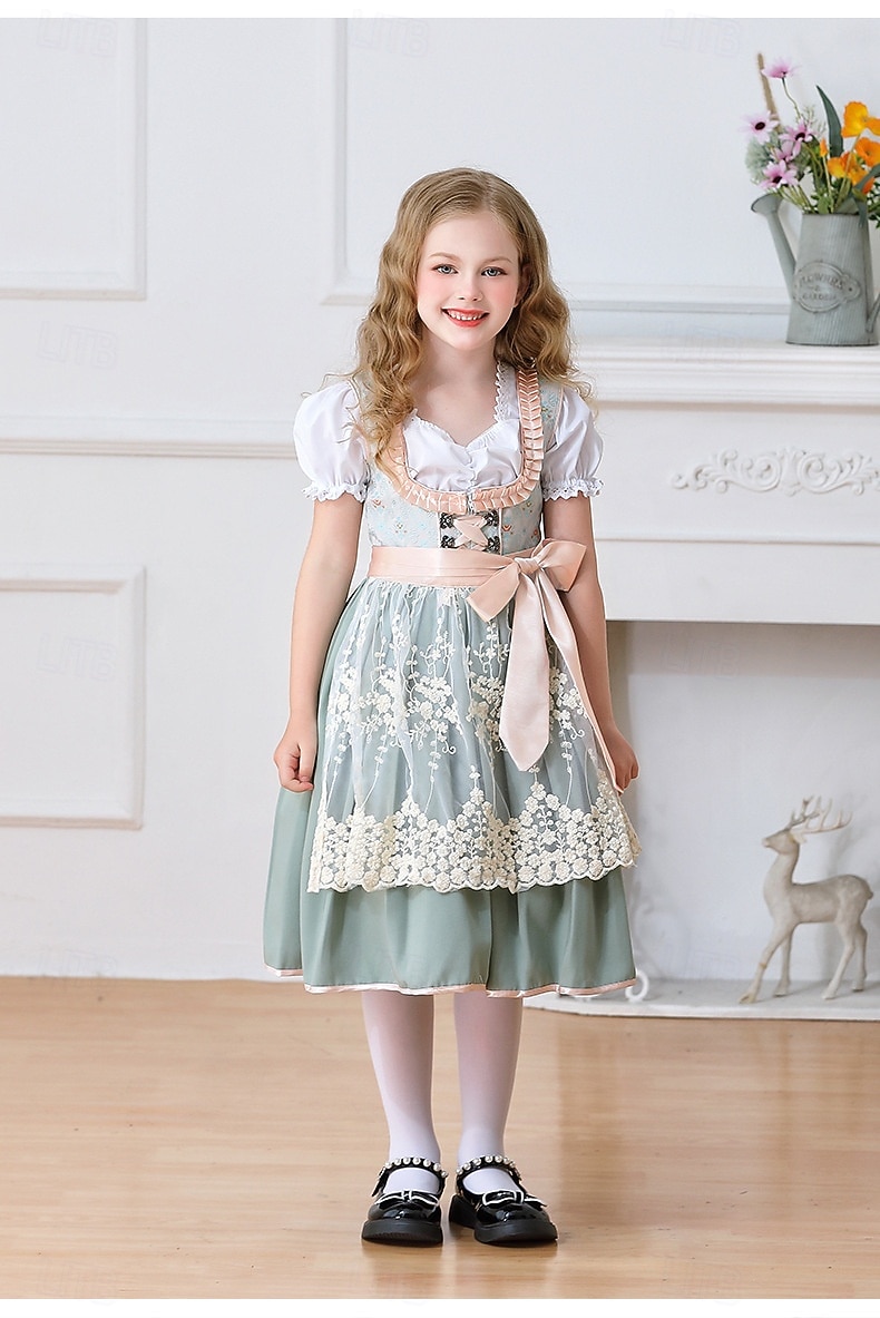 Oktoberfest Encaje Vestidos Delantal Blusa con falda acampanada Mucama bávaro Alemán Munich prados Chica Carnaval Festival de Cerveza Paño de estilo tradicional 2026 - $79.99 –P17