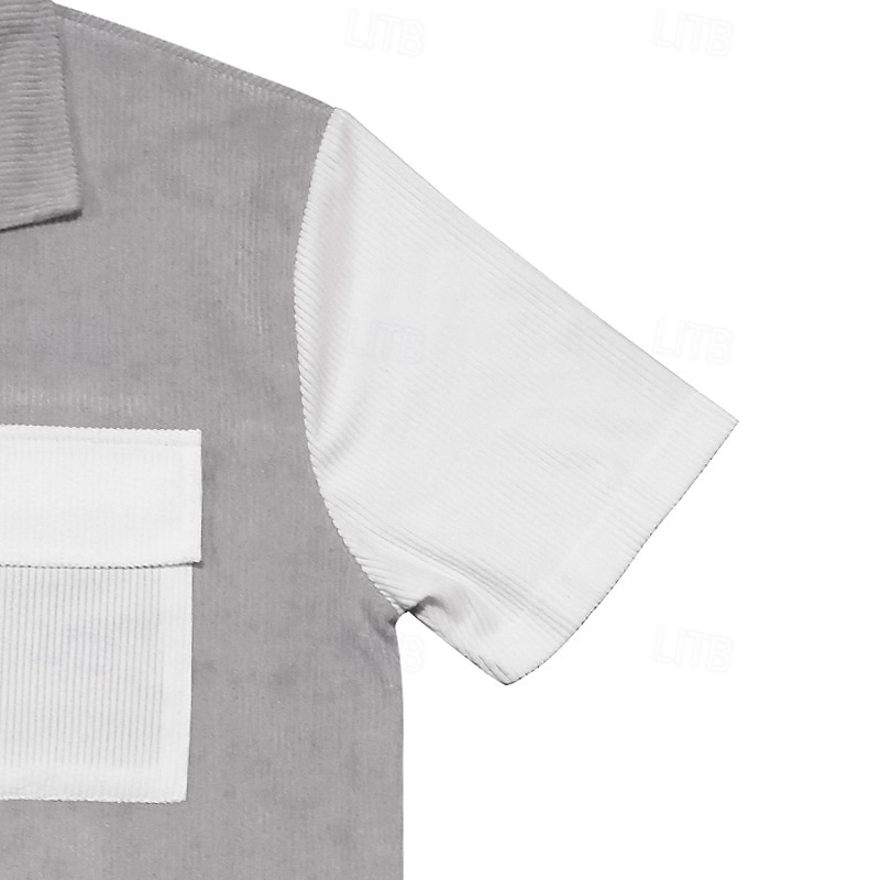 Per uomo Camicia Camicia Estiva Camicia casual Camicia di Velluto a Coste Camicia con Bottoni Camicia cargo Nero Blu Verde Kaki Grigio Manica Corta Blocco di colori Colletto cubano Casuale Quotidiano del 2025 a $21.99 –P10