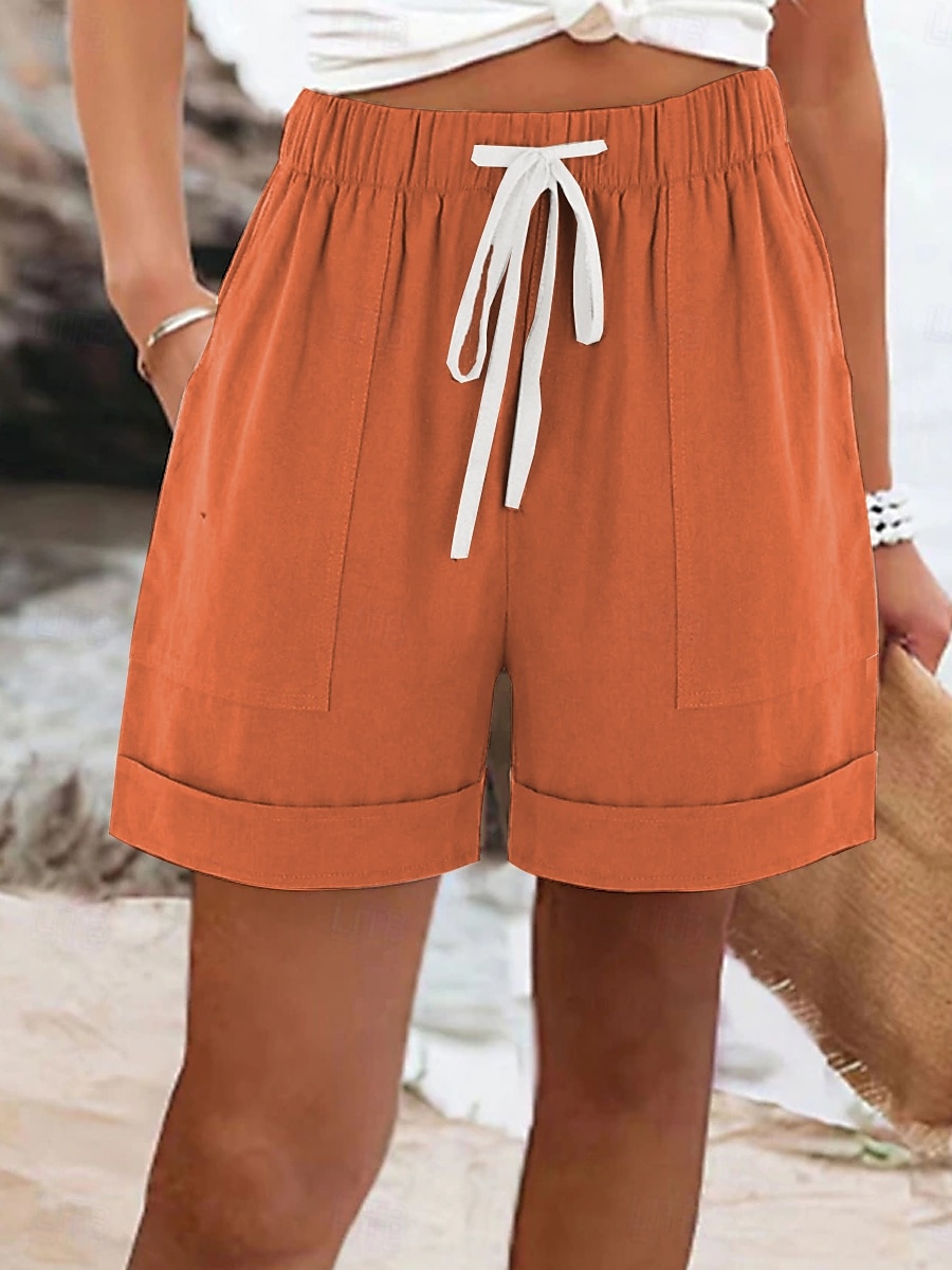 Pentru femei Pantaloni Scurți Vacanță Epocă Casual Scurt Talie medie Simplu Talie elastică Vacanță Stradă Portocaliu Kaki Albastru Închis Albastru Deschis Vară Primăvară Fit regulat 2025 - $26.99 –P3