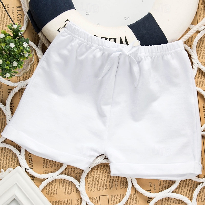 Barn Pojkar Shorts Ensfärgat Andningsfunktion Mjukt Shorts Utomhus Grundläggande Svart Vit Gul Mid midja 2025 - $4.99 –P1