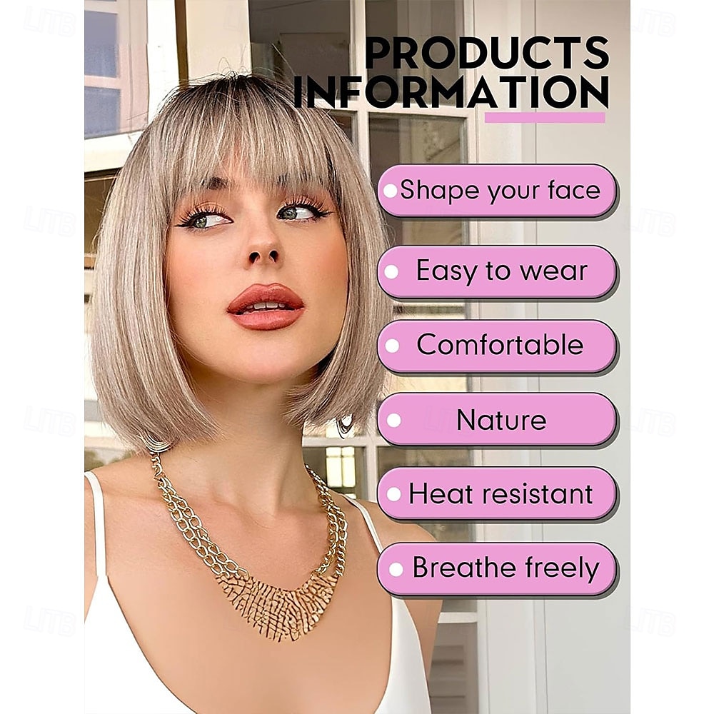Blonde Bob Wigs for Women Synthetic Wig with Fringe 2025 - $25.99 –P2