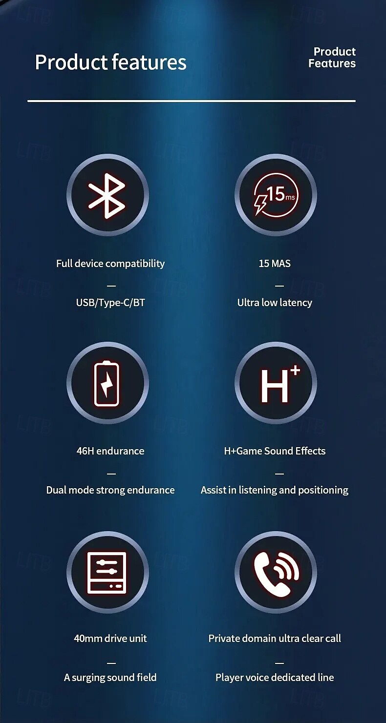 2025年 ワイヤレスゲーミングイヤフォン Bluetooth 5.3 低遅延 指紋タッチ デュアルデコード H+ サウンド ノイズフリー マイク モバイル  PC用  コレクション – $38.99 –P2