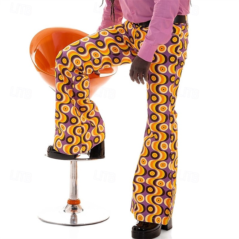 Retrò Vintage Anni '70 Fantastico Pantaloni a zampa d'elefante Pantaloni a zampa Disco A vita medio-alta Psichedelico Per uomo Halloween Carnevale Vacanza Festival Musicale Festival Adulti Pantaloni del 2025 a $37.99 –P3