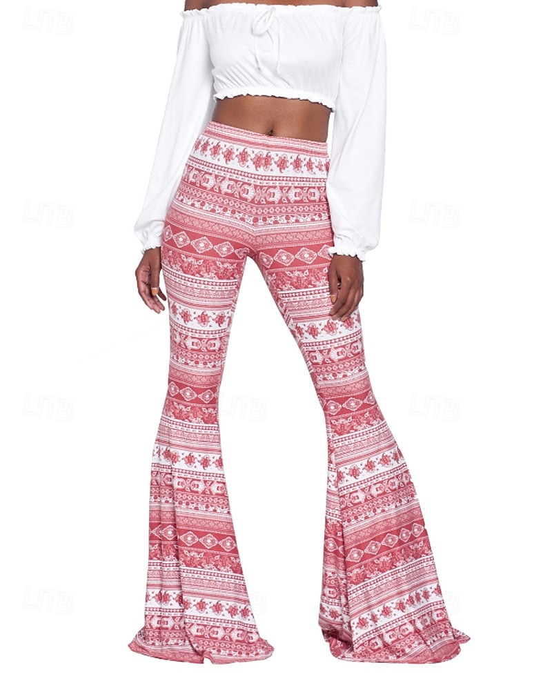 Pentru femei Pantaloni Casual Boho Lungime totală Natural Floare Imprimare Confortabil Exterior Comfortabil În aer liber Vacanță Magenta Galben Auriu Bleumarin Negru Vară Fit regulat 2025 - $17.99 –P2