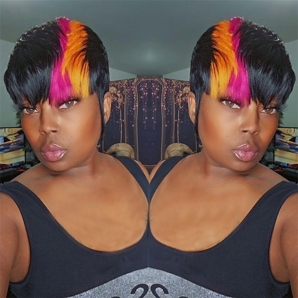 peruca pixie cut para mulheres negras peruca sintética peruca pixie com franja perucas curtas para mulheres negras perucas em camadas de 2025 por $24.99 –P8