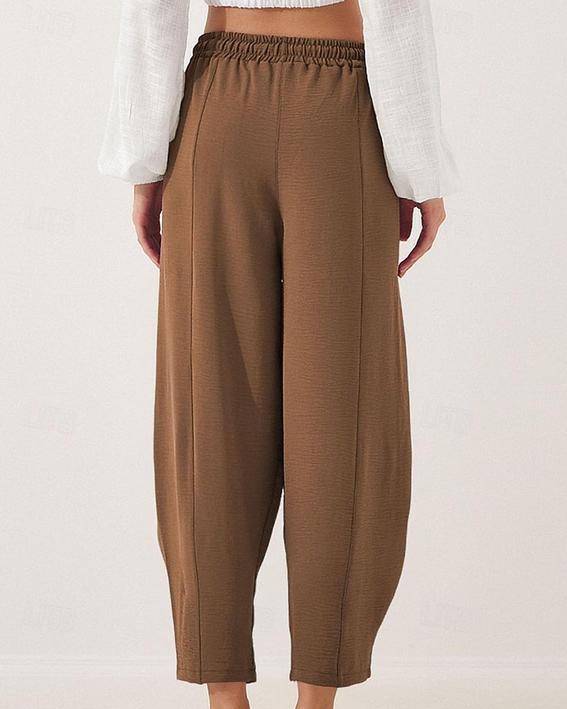 Жен. Брюки Мода Уличный стиль Полная длина Средняя талия Полотняное плетение Карман Эластичный шнурок На открытом воздухе Удобный на открытом воздухе Отпуск 2026 - $22.99 –P12