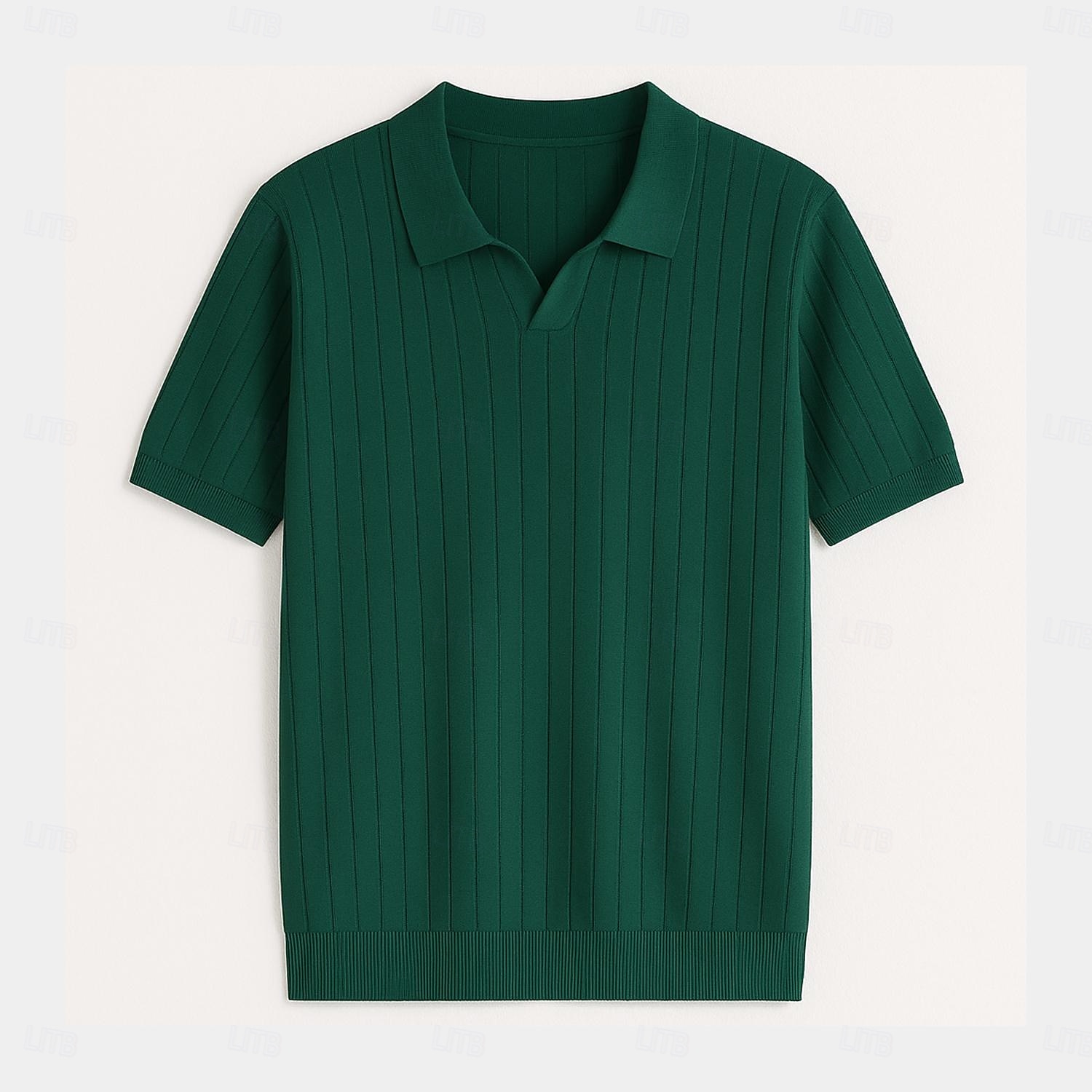 Per uomo Polo Maglione polo lavorato a maglia Affari Casuale Scollo a V Manica Corta Formale Tinta unica Novità Estate Tutte le stagioni Blu chiaro Cachi chiaro Nero Bianco Verde militare Caffè Polo del 2025 a $27.99 –P17