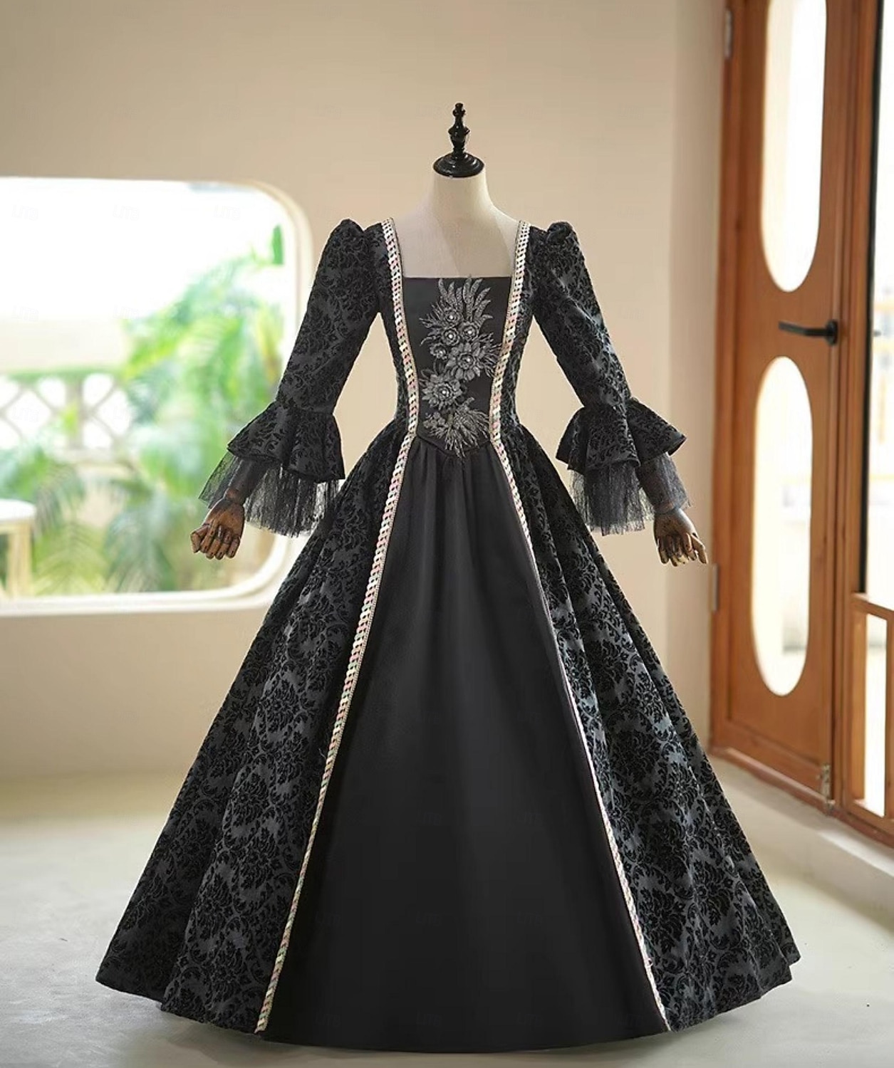 ancien Rococo Renaissance Maxi Robe Normal Juliette Princesse Mariée Plissé Volanté Princesse Col rond Déguisement Femmes Halloween Carnaval Mascarade Soirée Halloween Performance Adultes de 2026 ? $204.69 –P7