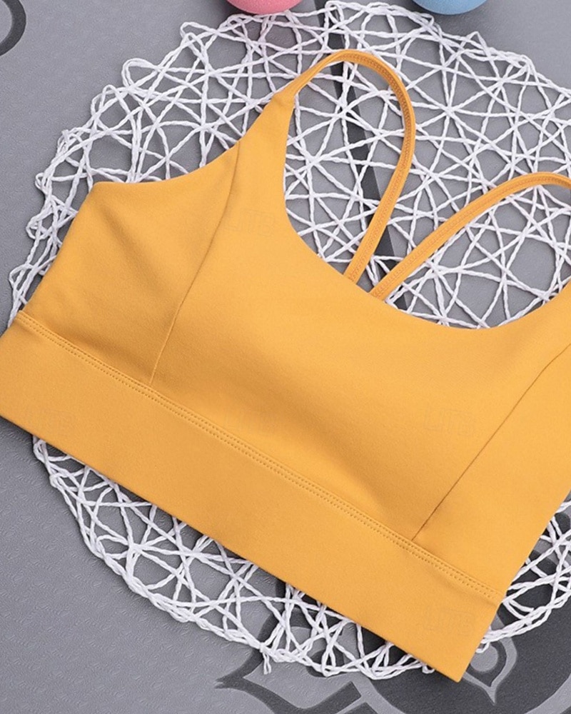 Femmes Couleur Unie Soutien-gorge de tennis Sans manches Dos nu Résistant aux Chocs Évacuation de l'Humidité Respirant Tennis Le golf Jogging Col en U Dos à Lanières Noir Blanche Jaune Vêtements de de 2025 ? $23.99 –P19