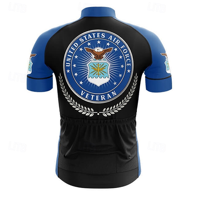 Men's Cycling Jersey Short Sleeve Bike Tee Tshirt Jersey Top with 3 Rear Pockets Mountain Bike MTB Road Bike Cycling Breathable Quick Dry Moisture Wicking Reflective Strips Blue Eagle National Flag 2025 - $23.19 –P2