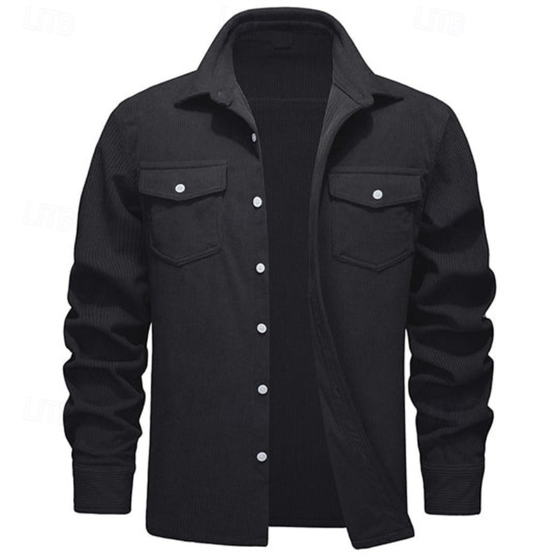 Herren Hemdjacke Überhemden übergangsjacke Täglich Verschleißfest Tasche Sommer Frühling Einfach Klassisch Revers Dunkelgrau Schwarz Gelb Wein Marineblau Jacken 2025 - $38.99 –P3