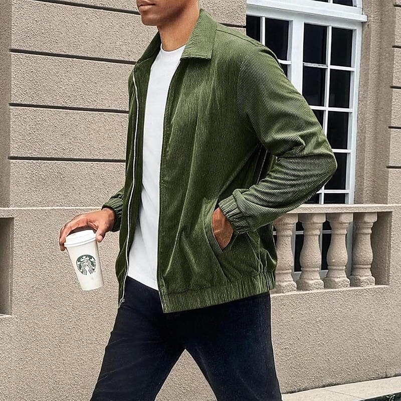 Per uomo Giacca Camicia Giacca di transizione Quotidiano Leggero Tasca Primavera Autunno Semplice Classico Bavero Nero Marrone Verde Beige Grigio Giacca del 2025 a $39.99 –P9