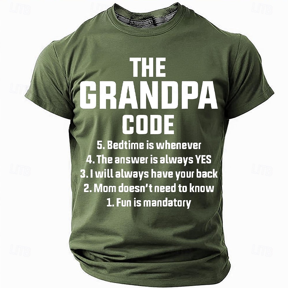 Men's Funny Grandpa Code Short Sleeve Graphic T-Shirt | Grandfather Rules Gift Tee 2025 - $17.99 –P3