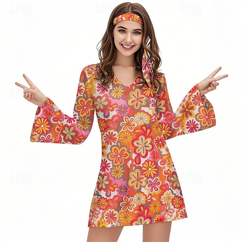 Retro Vintage 1970s Groovy Dress Headband Hippie Disco Floral Women's Halloween Carnival Vacation Music Festival Festival Adults' Dress Headband 2025 - $26.99 –P6