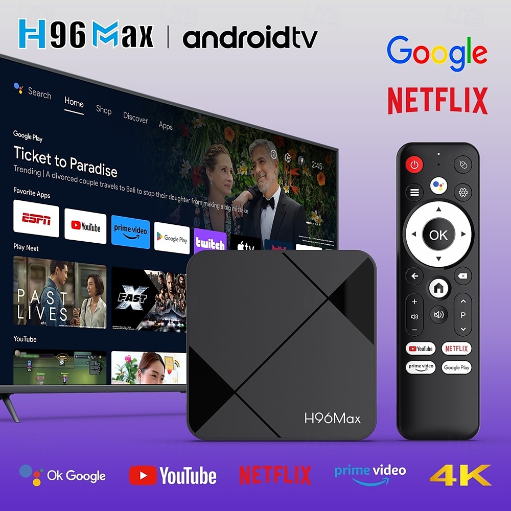 H96max Android TV Box with 4K Ultra HD, WiFi 6, Bluetooth 5.4, USB 3.0 – Smart Media Player for Streaming, Gaming, Screen Cast & Home Theater 2025 - $63.99 –P1