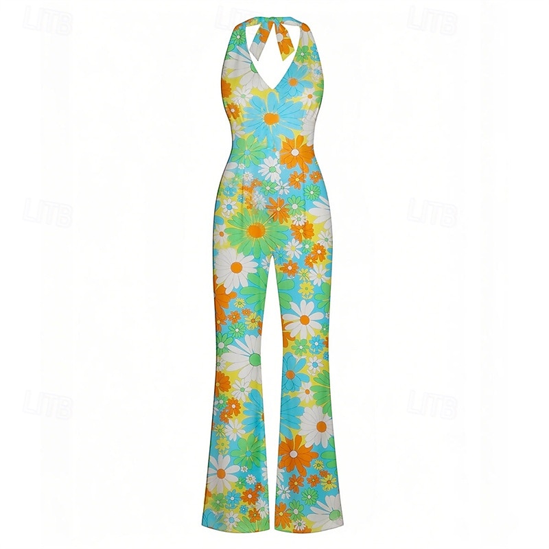 Retro Antiguo Boho Años 70 Pantalones acampanados Mono Hippie Disco Floral Disfraz Mujer Víspera de Todos los Santos Carnaval Vacaciones Festival de Música Festival Adulto Mono 2026 - $29.99 –P5