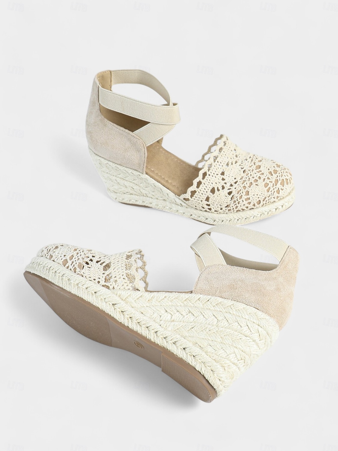 sandali con zeppa espadrillas in pizzo all'uncinetto da donna - scarpe con plateau chiuse in stile vintage con cinturini alla caviglia, ideali per matrimoni estivi in spiaggia e feste in giardino del 2026 a $46.99 –P3