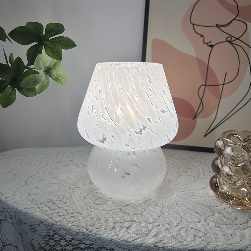 Pilzlampe Vintage Tischlampe Glas Nachttischlampe mit Kabel dimmbare Tischlampe mit 3 Farbglühbirne Retro Schreibtischlampe Pilz Nachtlicht LED Minilampe für Büro Bars Wohnzimmer Schlafzimmer 2025 - $82.99 –P7