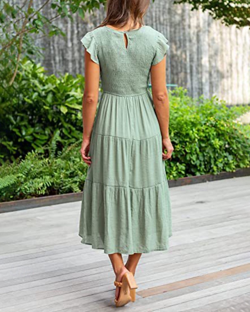 Femmes Robe Midi Robe Blanche Robe de remise des diplômes Mode Anniversaire Date Fête du thé Coupe régulière Uni Sans manches Col ras du cou Noir Blanche Vert Claire Vert Véronèse Été de 2025 ? $25.99 –P16