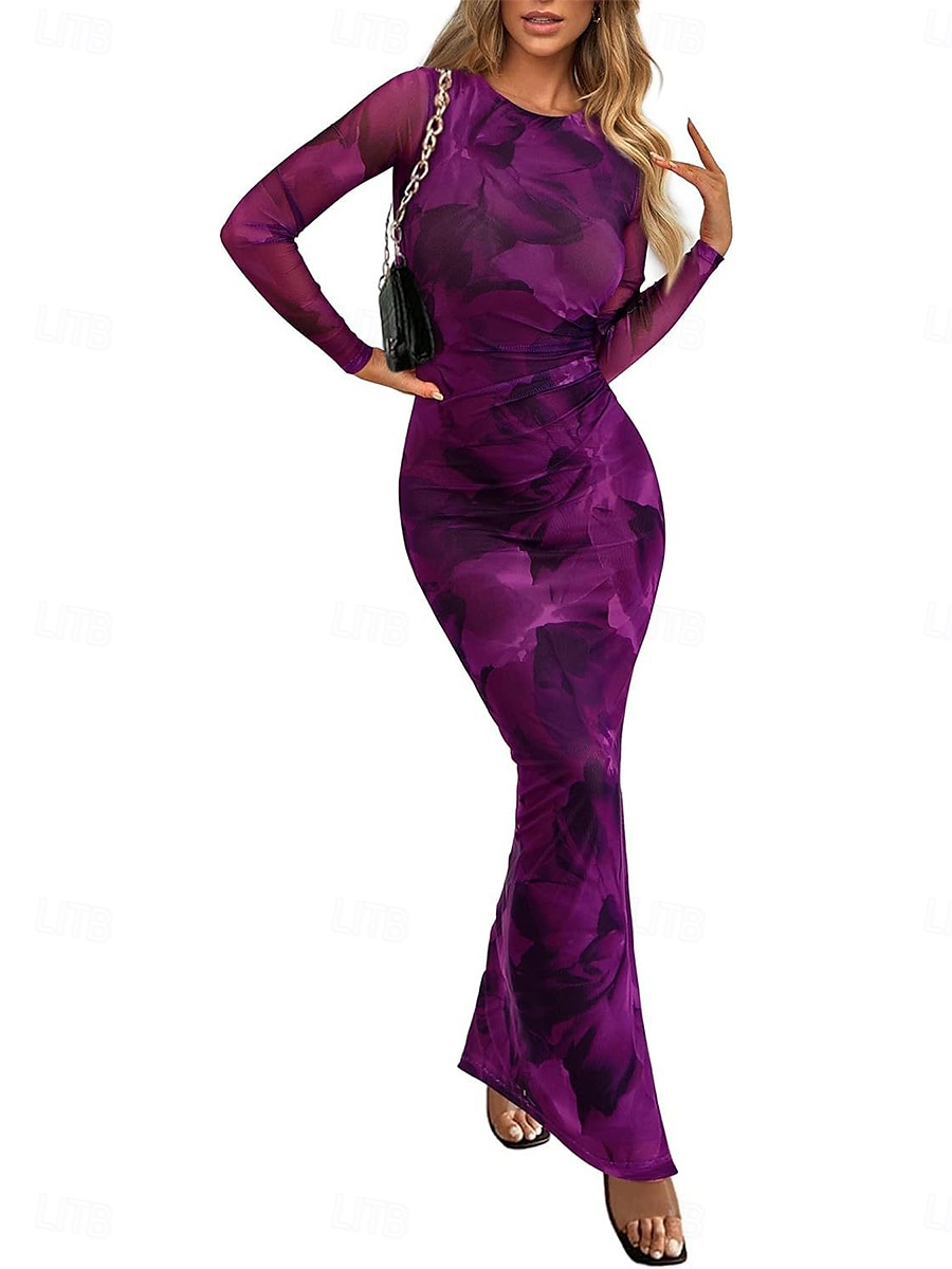 Női Midi ruha Boho esküvői vendégruha Elegáns Csehország Szexi Bodycon ruha Nyomtatott Hosszú ujj Terített nyak Világossárga Világos rózsaszín Bíborvörös aqua kék Tavasz Ősz 2025 - $26.99 –P7
