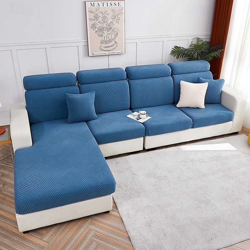 Funda de cojín elástica para sofá, funda elástica para sillón seccional, sofá de dos plazas, 4 o 3 plazas, forma de L, sólida, suave, duradera, lavable 2025 - $12.49 –P3
