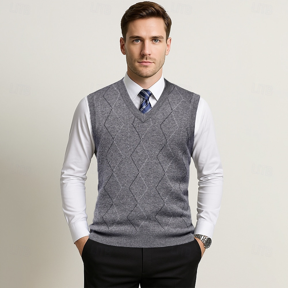 Herren Pullunder Stricken Jacquard Geometrisches Muster V Ausschnitt Täglich Westen Urlaub Heim Bekleidung Ärmellos Sommer Frühling Schwarz Khaki S M L 2025 - $57.99 –P1