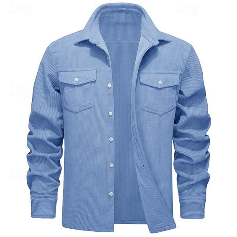 Herren Hemdjacke Überhemden übergangsjacke Täglich Verschleißfest Tasche Sommer Frühling Einfach Klassisch Revers Dunkelgrau Schwarz Gelb Wein Marineblau Jacken 2025 - $38.99 –P9