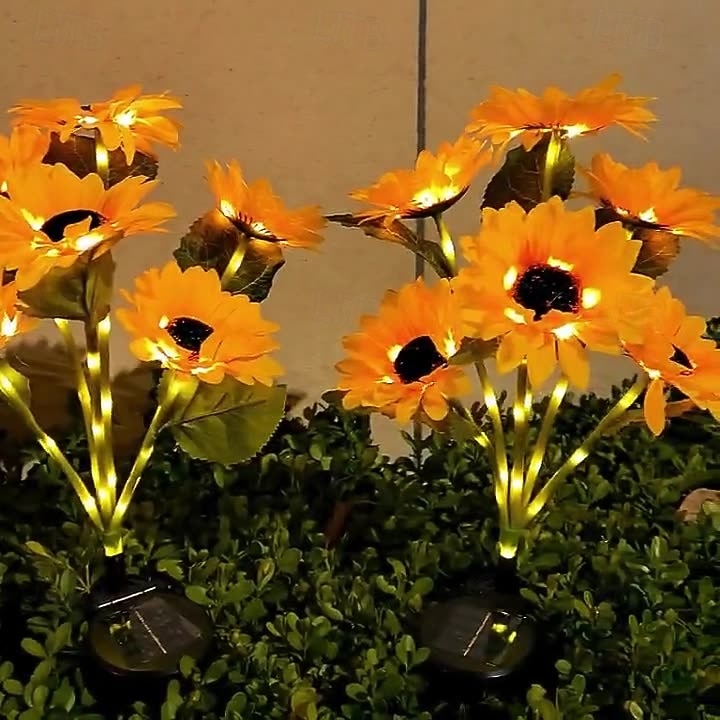 2 Pcs Outdoor Sunflower Flower Lights Waterproof Solar 6 Heads 53 Led Beads Sunflower Ground Insertion Light Pole Luminous Courtyard Garden Lawn Path Villa Park Landscape Light Wedding Festival 2026 - $23.99 –P2
