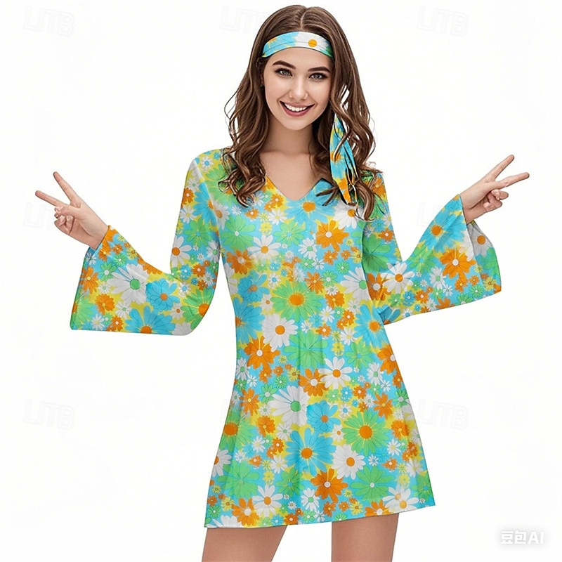 Retro Vintage 1970s Groovy Dress Headband Hippie Disco Floral Women's Halloween Carnival Vacation Music Festival Festival Adults' Dress Headband 2025 - $26.99 –P5