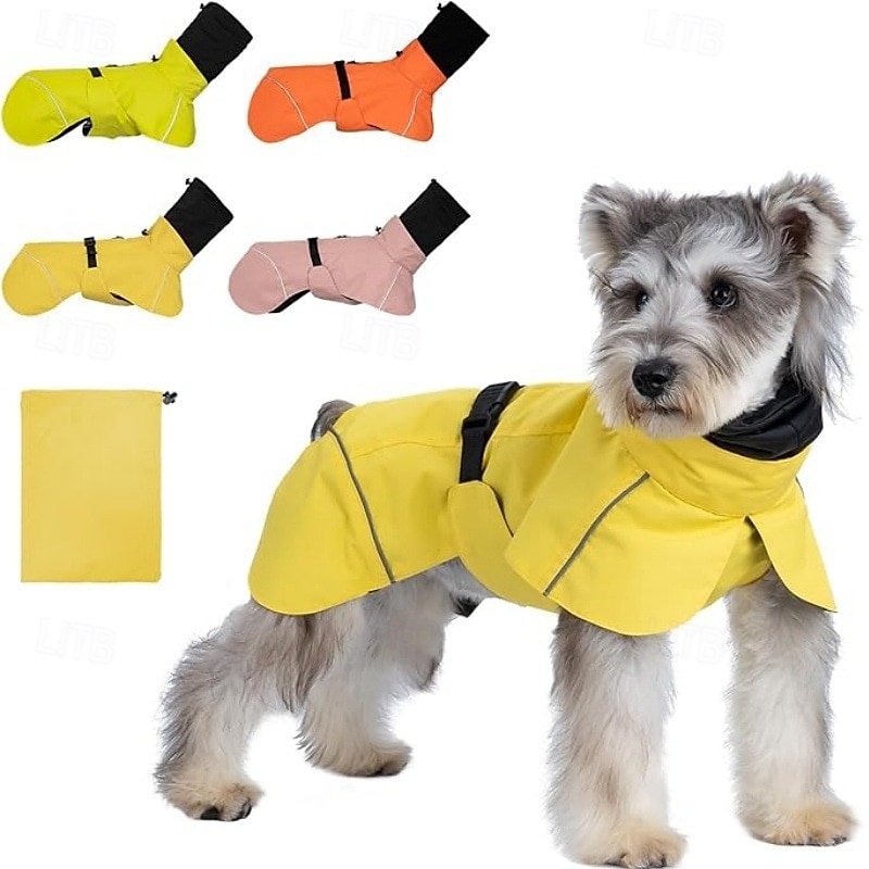 capa de chuva para cachorro, capa de chuva impermeável com capuz, capa de chuva ajustável para animais de estimação com orifício para guia para cães de pequeno e médio porte de 2025 por $15.49 –P1