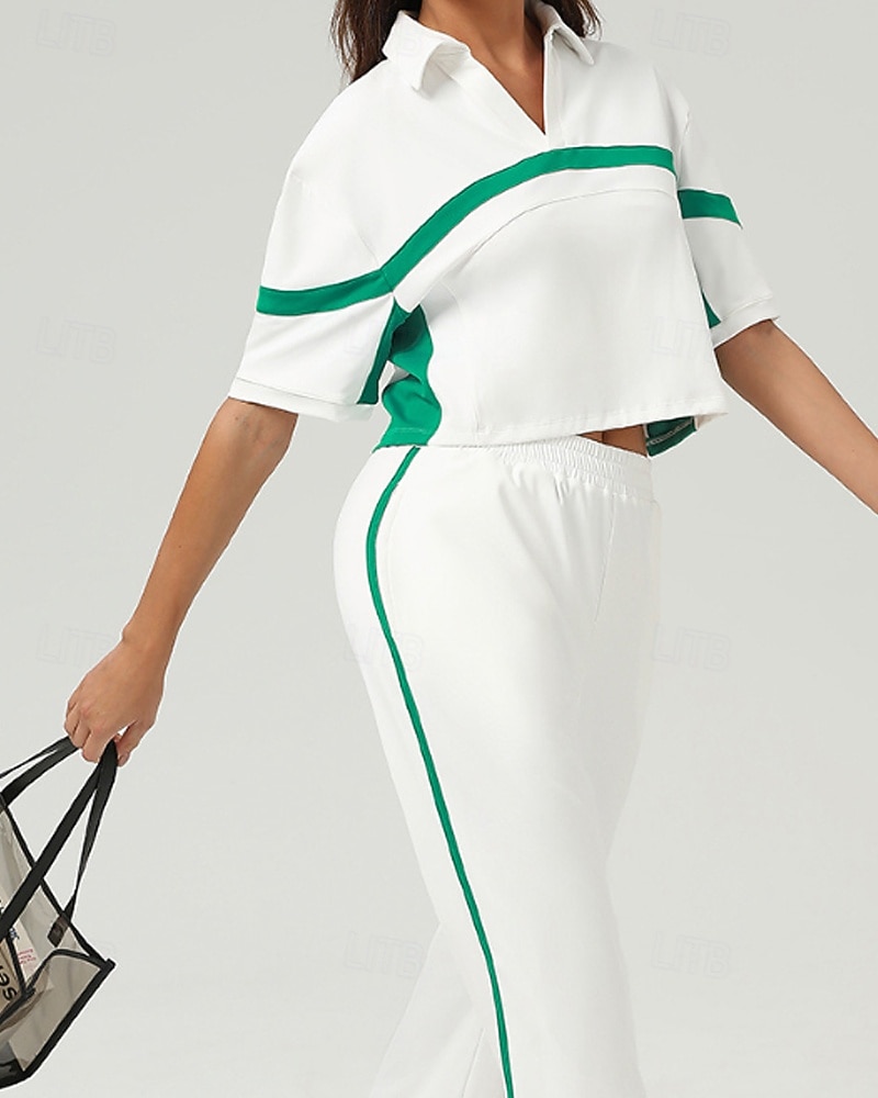 Per donna Patchwork Maglietta sportiva Polo da golf Maglia da tennis Manica Corta Rilegatura a contrasto Asciugatura Rapida Traspirante Tennis Pickleball Colletto Polo Bianco Spandex Abbigliamento da del 2026 a $39.99 –P4