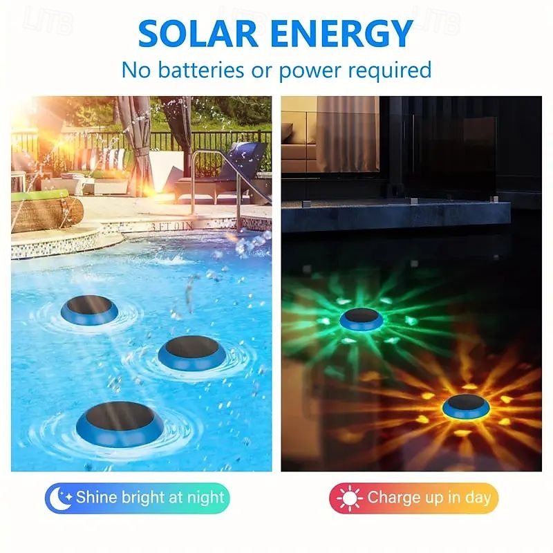 1/2 Pcs Underwater Lights Solar Swimming Pool Light LED Floating Light IP67 Waterproof for Reservoir Disco Pool Swimming Pool Spa Garden Decoration 2025 - $16.49 –P5