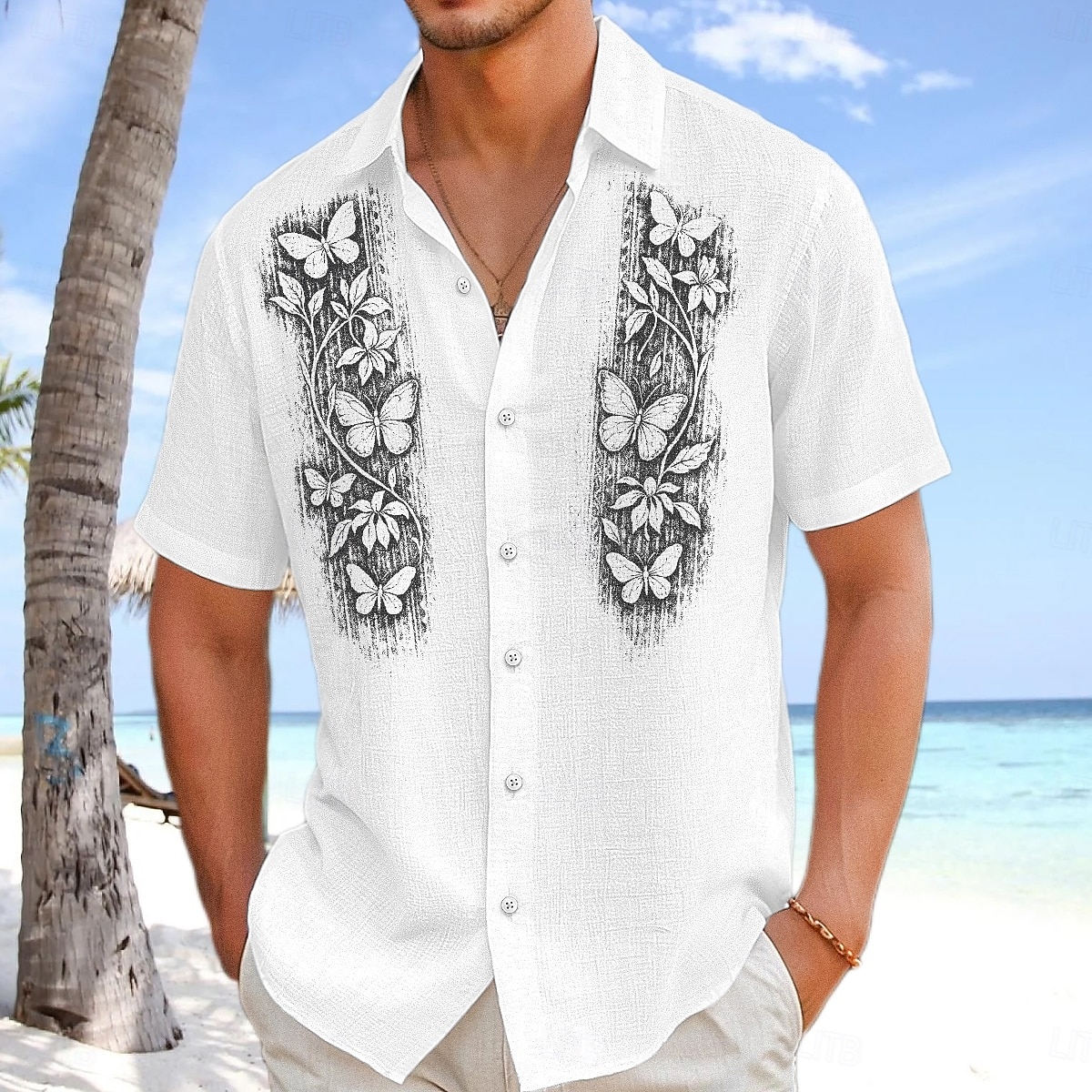 Homens Camisa Social Camisa de linho camisa de verão Roupa de Praia camisa de botão Côr Sólida Férias Curise Preto Branco Rosa Azul Marinha Manga Curta Colarinho Verão Primavera Verão Roupa Bloco de de 2026 por $25.99 –P5