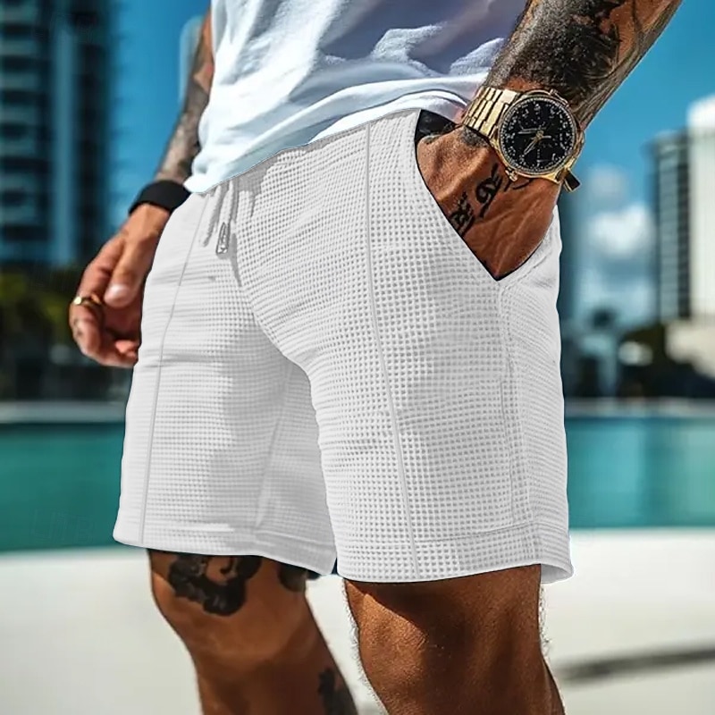 Per uomo Pantaloncini Waffle Shorts Pantaloncini Estivi Pantaloncini casual Tasca Coulisse Elastico in vita Semplice Comodità Traspirante Corto All'aperto Vacanza Canotta sportiva Casual Nero Bianco del 2025 a $16.49 –P1