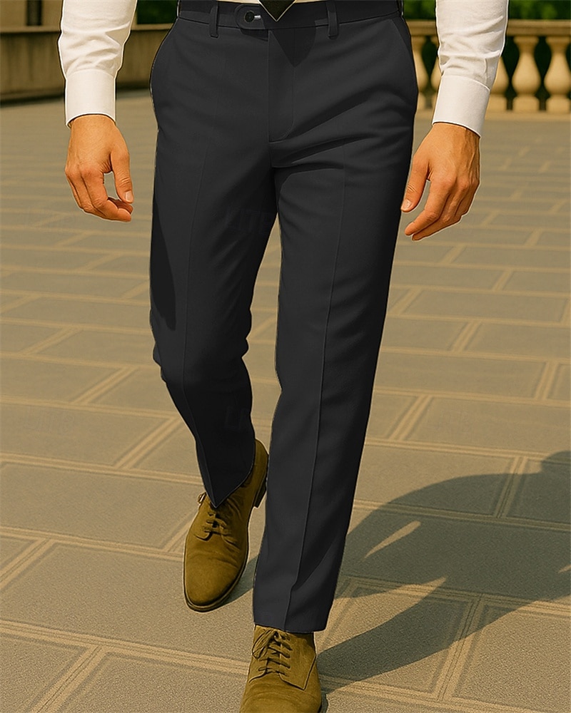 Per uomo Pantaloni Eleganti Pantaloni Chinos Bottoni Tasca Semplice Comodità Formale Feste Lavoro Moda Stile Classico Nero Bianco Micro-elastico del 2025 a $38.99 –P3