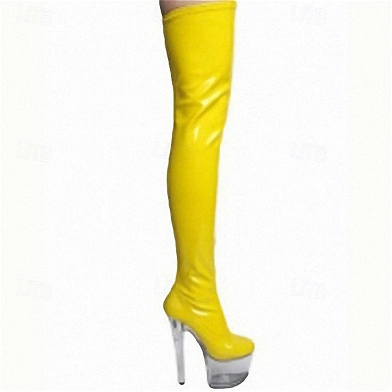 Women's Boots Gladiator Sandals Roman Sandals Heel Boots Indoor Club Thigh High Boots Zipper Platform Round Toe Elegant Casual Minimalism Patent Leather Zipper Black / White Red / White Colorful 2025 - $89.99 –P3