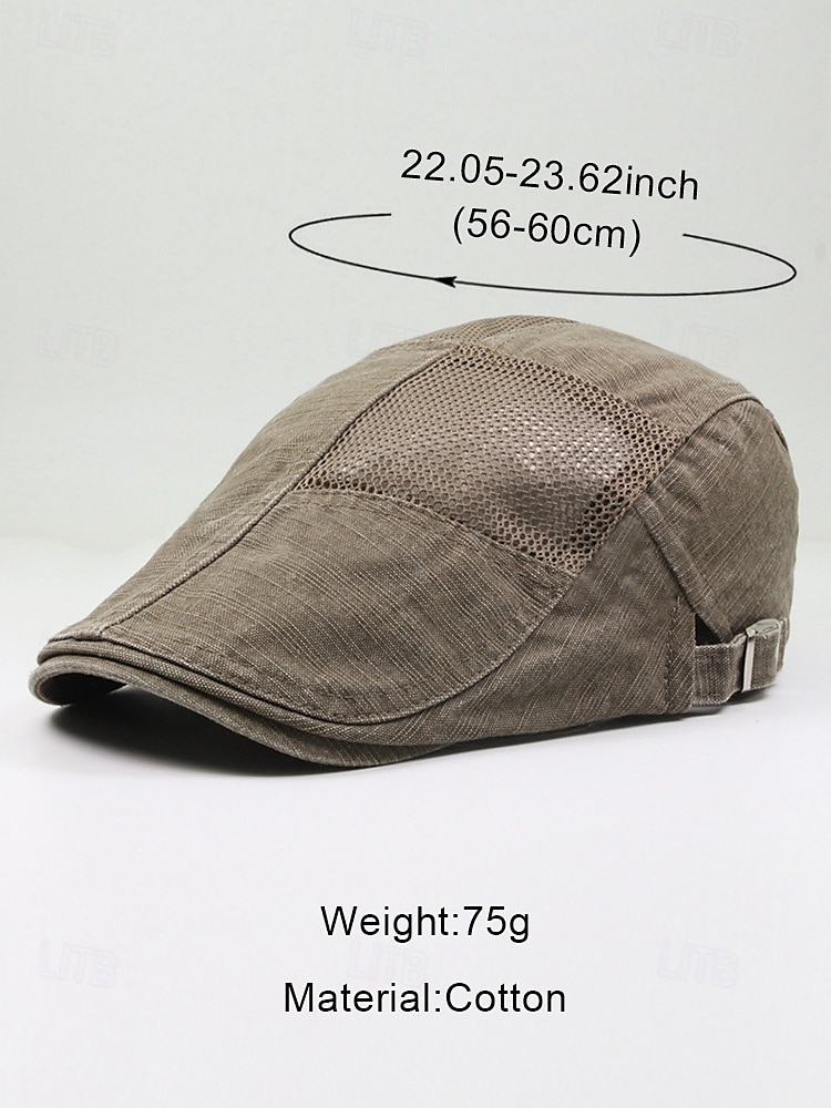 Ademende katoenen baret voor heren - lichtgewicht zomerse platte pet met verstelbare band, comfortabel en stijlvol, perfect cadeau voor Vaderdag voor casual en outdoor gebruik 2026 - $14.99 –P2